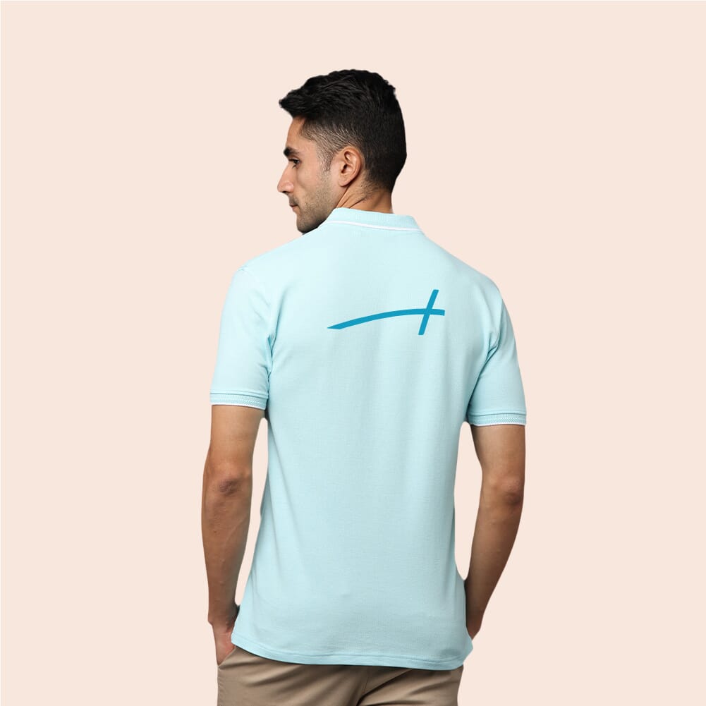 Greys&Blues Pima Collar T-Shirt-Ice Blue with White SH